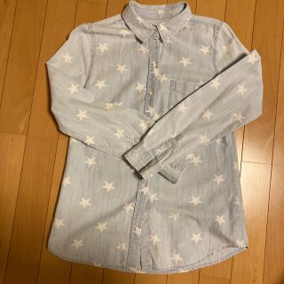 オールドネイビー(Old Navy)のオールドネイビー　星　長袖　薄水色シャツ(シャツ/ブラウス(長袖/七分))