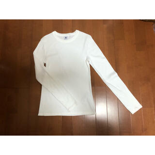 プチバトー(PETIT BATEAU)のプチバトー  クルーネック 長袖  白　Ｓサイズ　先週末購入　美品(Tシャツ(長袖/七分))