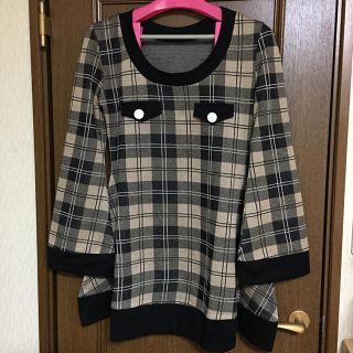 ユメテンボウ(夢展望)の【中古】夢展望☆チェック柄フレア長袖ワンピース(ミニワンピース)