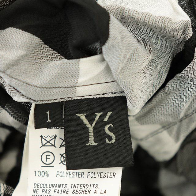 ワイズ Y's シャツ ブラウス 半袖 ギンガムチェク 1 黒 白