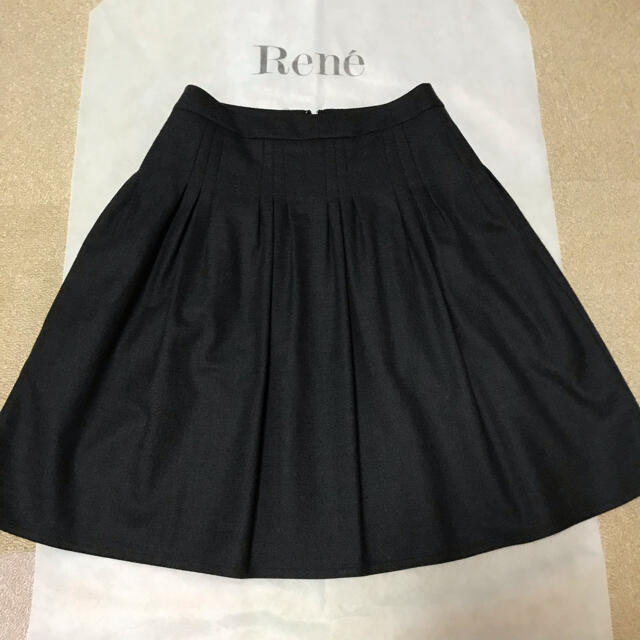 René(ルネ)のReneルネ★ウール スカート★チャコールグレー★36 レディースのスカート(ひざ丈スカート)の商品写真