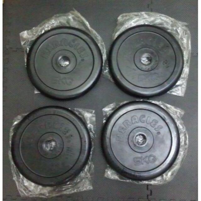 イサミ ヘラクレス ダンベル バーベル ラバー プレート 5kg 4枚 20kg スポーツ/アウトドアのトレーニング/エクササイズ(トレーニング用品)の商品写真