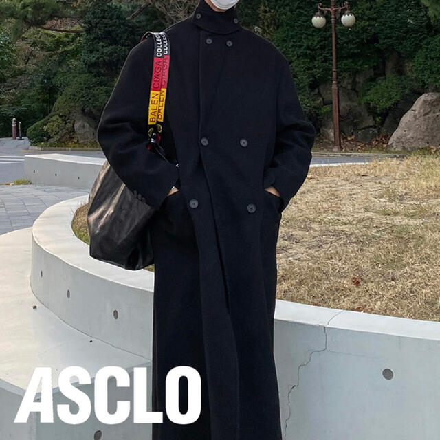 Asclo Anden High Neck Long Double Coat