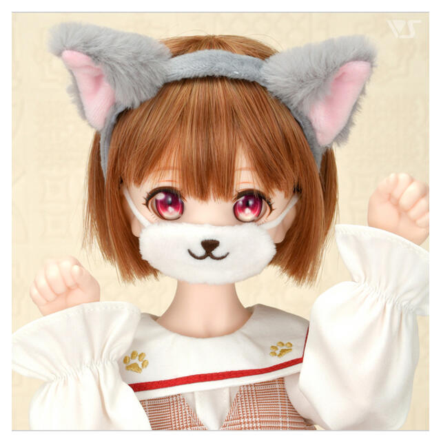 VOLKS(ボークス)のボークス  マスク＆ねこみみカチューシャ(グレー) ハンドメイドのぬいぐるみ/人形(人形)の商品写真