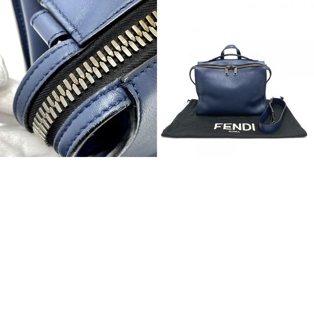 フェンディ FENDI ブリーフケース 7VA400 2タイプハンドル 2WAY 肩掛け 斜め掛け ビジネスバッグ レザー ネイビー