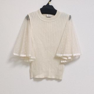 アンドクチュール(And Couture)の❁新品タグ付き 袖チュールニット And Couture(カットソー(半袖/袖なし))