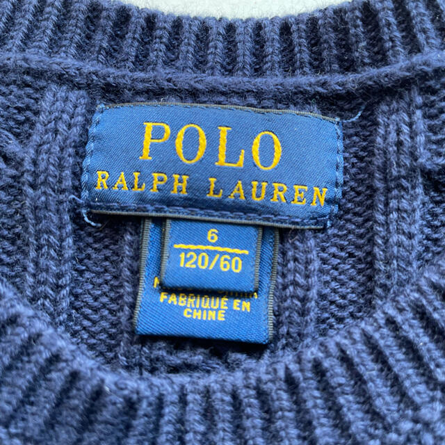 POLO RALPH LAUREN(ポロラルフローレン)のRALPH LAUREN♡ニットワンピース リブ編みワンピース ネイビー♡120 キッズ/ベビー/マタニティのキッズ服女の子用(90cm~)(ワンピース)の商品写真