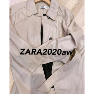 ザラ(ZARA)のZARAラム革ロングトレンチコートほぼ未使用 (ロングコート)