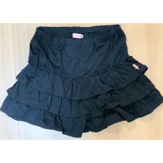 ミキハウス(mikihouse)の美品！ミキハウスリーナちゃんワンポイント付きキュロットスカート黒(パンツ/スパッツ)