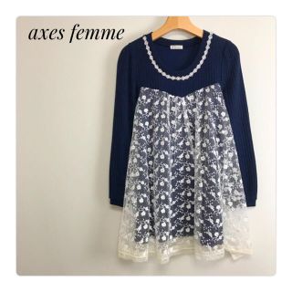 アクシーズファム(axes femme)の美品　axes femme レディース　チュニック　レース重ね着風チュニック　M(チュニック)