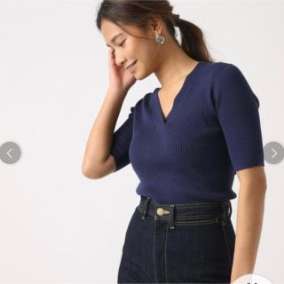 アズールバイマウジー(AZUL by moussy)のAZUL by moussy リブニットトップス 新品 アズール(カットソー(長袖/七分))