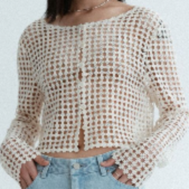 【amomento】FLOWER LACE CROP CARDIGAN