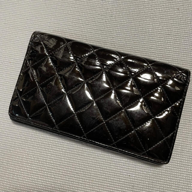 専用 CHANEL 長財布 エナメル マトラッセ ブラック