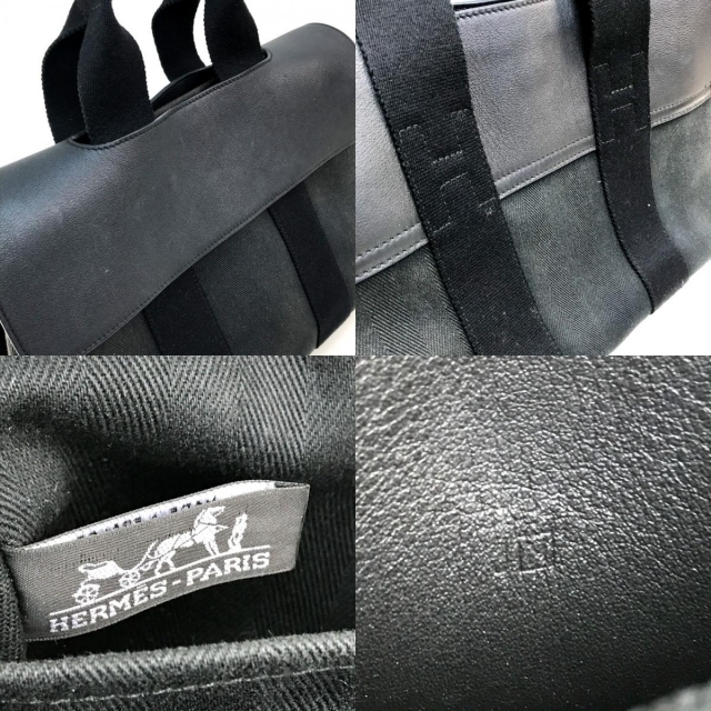 エルメス HERMES ヴァルパライソPM フラップ トートバッグ ハンドバッグ トワルシェブロン □N刻 ブラック