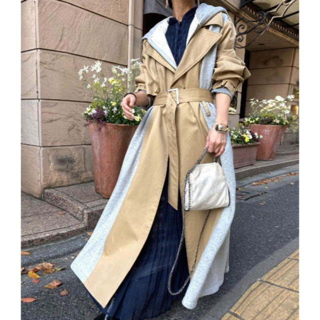 AMERI SWEAT DOCKING TRENCH COAT ベージュ