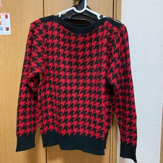 【『CANARI』カナリ人気古着ショップ】お洒落な千鳥格子柄ニット♪レディースM(ニット/セーター)