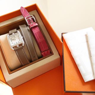 エルメス(Hermes)の本日まで 美品 エルメス ケープコッド 時計 PM ドゥブルトゥール エトゥープ(腕時計)