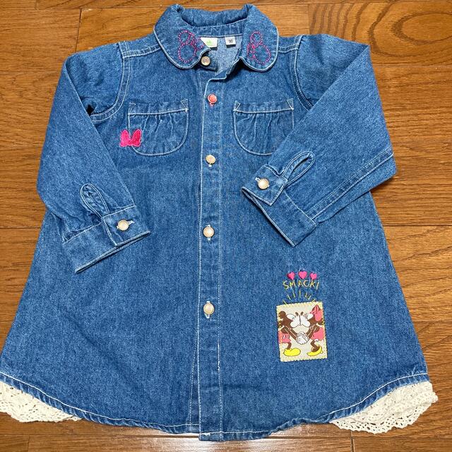 Disney(ディズニー)のミニー デニム生地ワンピース キッズ/ベビー/マタニティのキッズ服女の子用(90cm~)(ワンピース)の商品写真