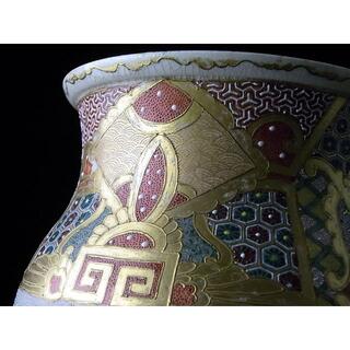 【美術品】 奇跡的な状態の名品　明治期薩摩焼上手作　超細密画金彩人物文花瓶