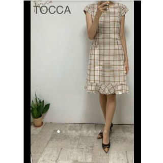 トッカ(TOCCA)の美品トッカラメ入りチェックワンピース0／バーバリー ルネ エムズグレイシーアナイ(ひざ丈ワンピース)