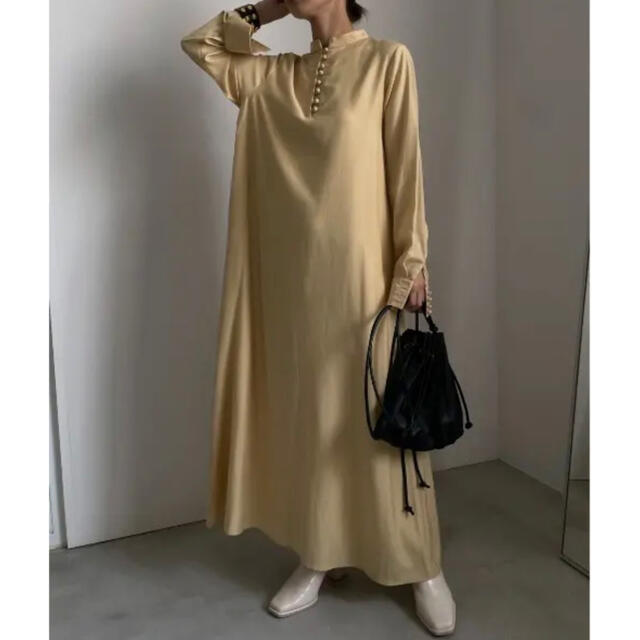 AMERI UNDULATE VEIL DRESS イエロー