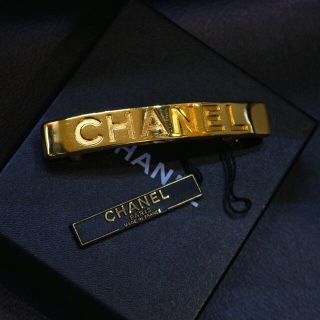 CHANEL☆ロゴプレートバレッタ/ゴールド/ヴィンテージ