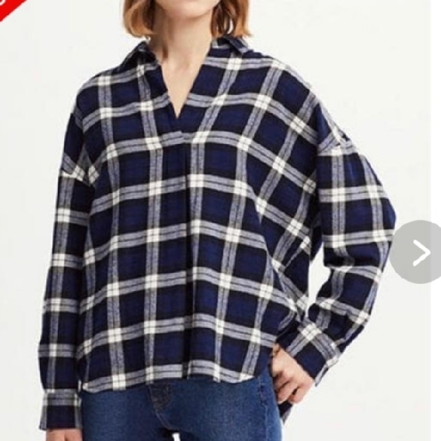 UNIQLO(ユニクロ)のユニクロ フランネルチェックスキッパーシャツ M 長袖 ネルシャツ 女性 レディースのトップス(シャツ/ブラウス(長袖/七分))の商品写真