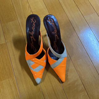 パンプス　ヒール　オレンジ　靴　レディース(ハイヒール/パンプス)