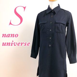 ナノユニバース(nano・universe)のnano universe　ナノユニバース　シャツワンピ　ブラック　ポケット付き(ひざ丈ワンピース)