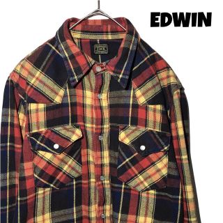 エドウィン(EDWIN)の【希少】エドウィン EDWIN チェック ネルシャツ M 黄色 古着 (シャツ)