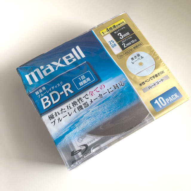 maxell(マクセル)のmaxell BD-R 録画用ブルーレイディスク　一回録画用　10枚 スマホ/家電/カメラのテレビ/映像機器(ブルーレイレコーダー)の商品写真