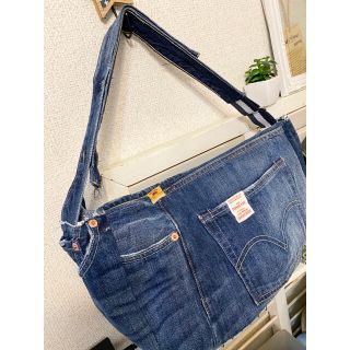 ハンドメイド_ denim×Whiteボア_3wayリメイクバッグ