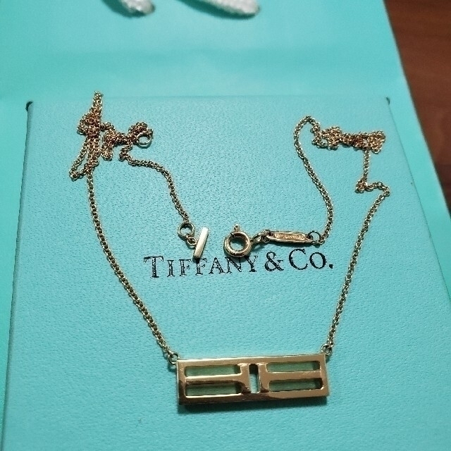 Tiffany & Co. - TIFFANY　T TWO オープンバーティカルバーネックレス　PG　美品