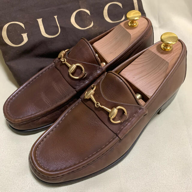 GUCCI 40 1/2 約25.5cm ホースビットローファー ブラウン 上品 3960円