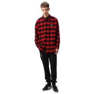 ダイゾー ナチュラル L FCRB BIG LOGO FLANNEL BAGGY SHIRT レッド