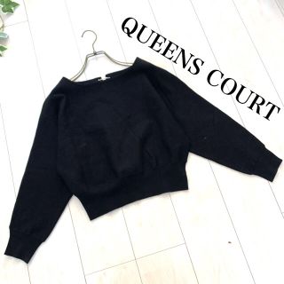 クイーンズコート(QUEENS COURT)のQUEENSCOURT クイーンズコート　ニット　トップス　ブラック(ニット/セーター)