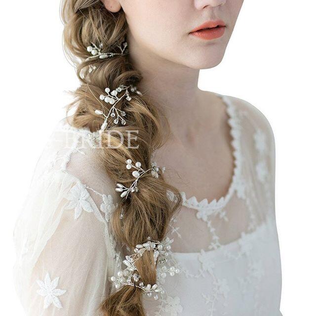 小枝風ヘアアクセサリー❤︎シルバー50cm[H12]ウェディングブライダル レディースのヘアアクセサリー(その他)の商品写真