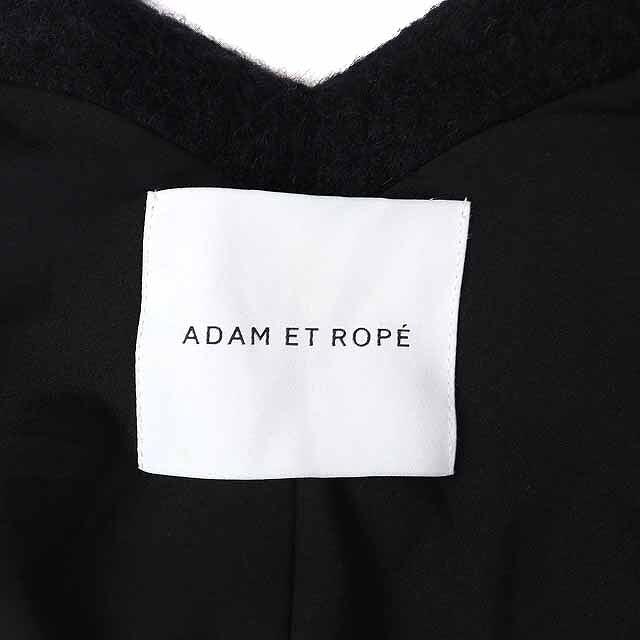 Adam et Rope'(アダムエロぺ)のアダムエロペ ノーカラーコート ウール モヘヤ混 Vネック ひざ丈 F 黒 レディースのジャケット/アウター(その他)の商品写真