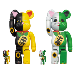 メディコムトイ(MEDICOM TOY)のBE@RBRICK 招き猫 100% 400% 白×緑 金×黒 2体セット(その他)