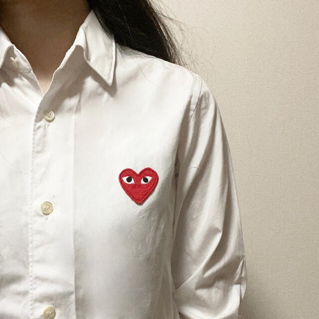 Comme des garcons シャツ Mサイズ 白 / レッド ハート