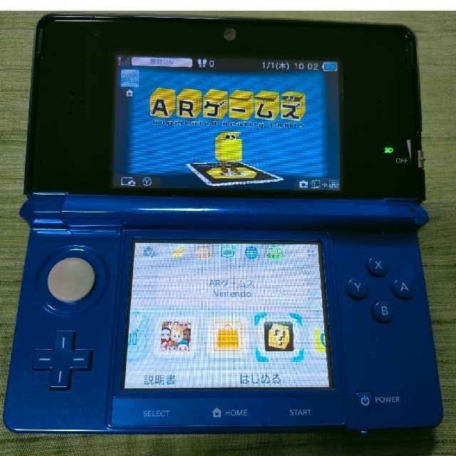 ニンテンドー3DS(ニンテンドー3DS)のニンテンドー3DS・ブルー・本体のみ、充電器なし エンタメ/ホビーのゲームソフト/ゲーム機本体(携帯用ゲーム機本体)の商品写真