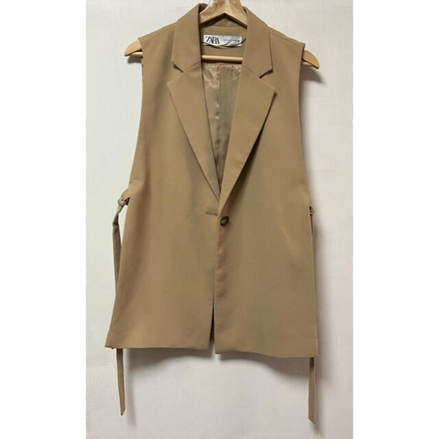 ZARA スリット入りベスト ジレ S カーキ