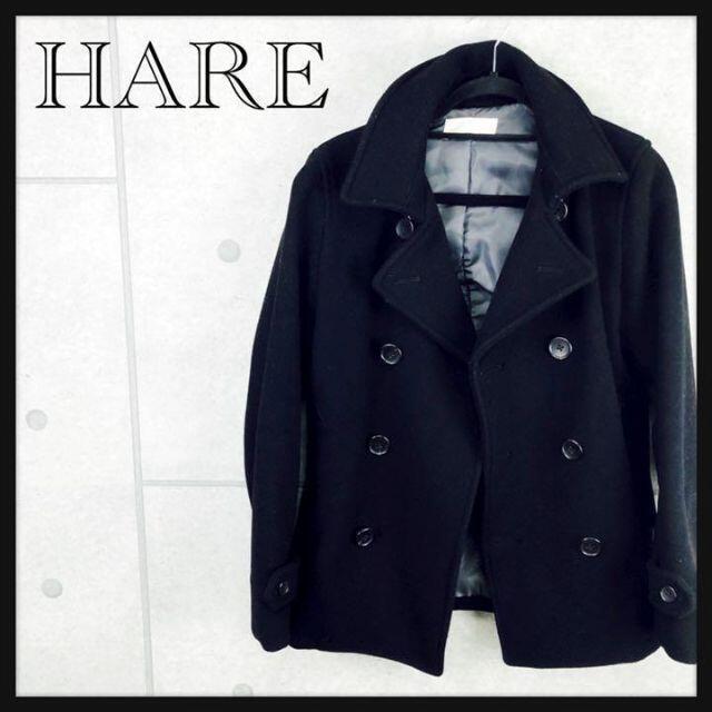 HARE(ハレ)の【美品】HARE ハレ　ピーコート　コート　カジュアル　ブラック　黒 メンズのジャケット/アウター(ピーコート)の商品写真