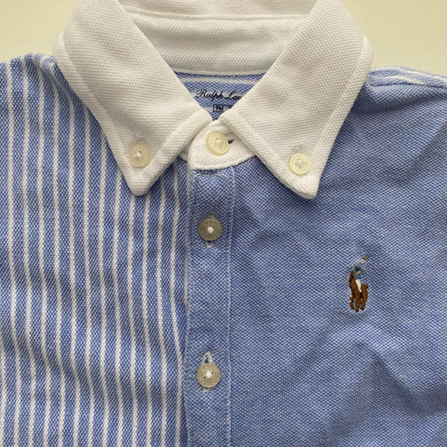 POLO RALPH LAUREN(ポロラルフローレン)の【美品】ラルフローレン ロンパース 9M 75 半袖 ストライプ キッズ/ベビー/マタニティのベビー服(~85cm)(ロンパース)の商品写真