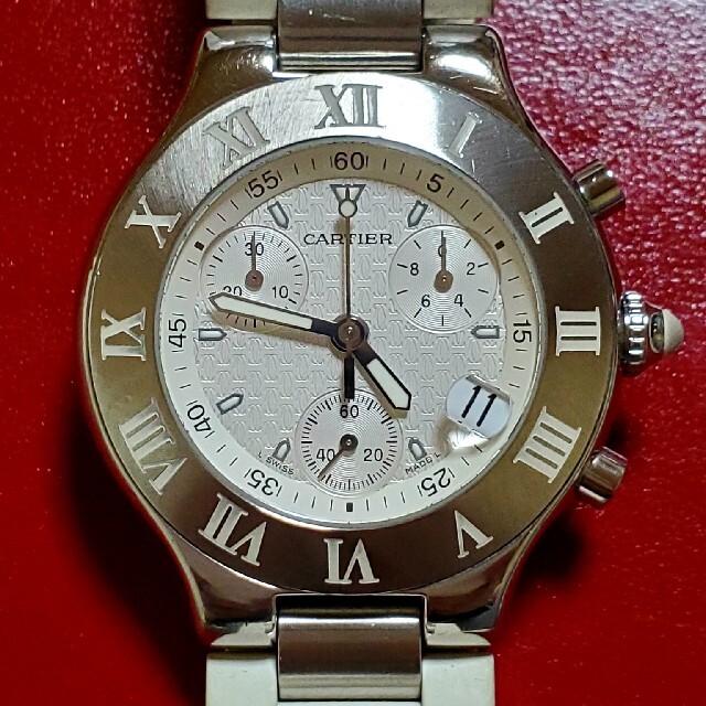 カルティエ Cartier マスト21 クロノスカフ W10184U2 ホワイト文字盤 未使用 腕時計 メンズ