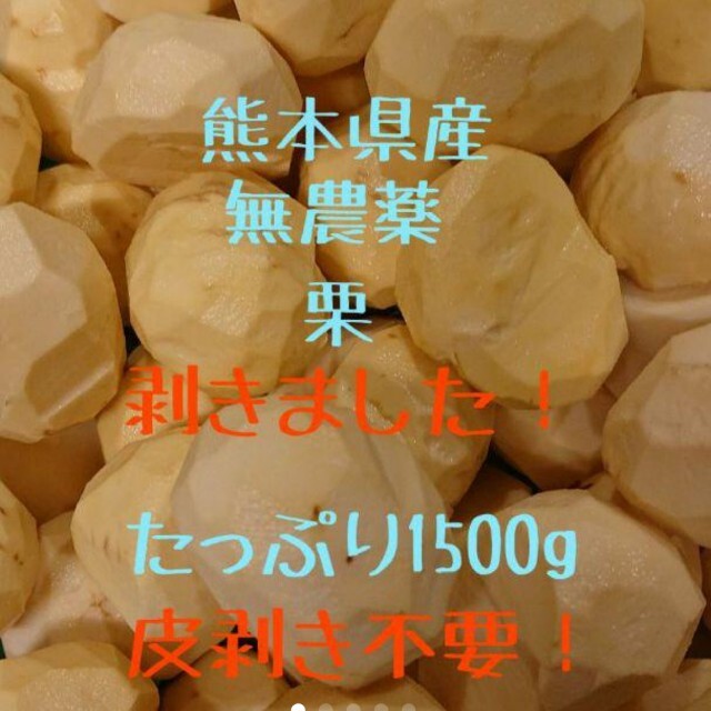 【即購入ＯＫ】熊本県産 むき栗 1500g ☆無農薬 食品/飲料/酒の食品(フルーツ)の商品写真