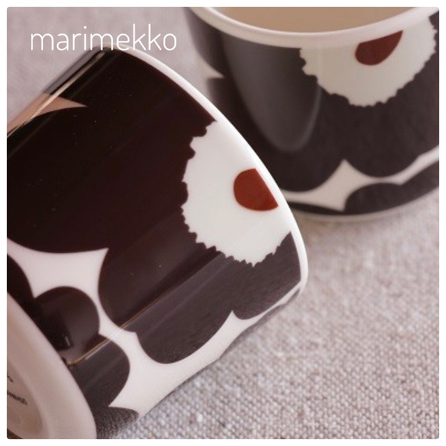 廃盤カラー‼レアもの‼︎︎【marimekko】ブラウン　ラテマグ　北欧食器