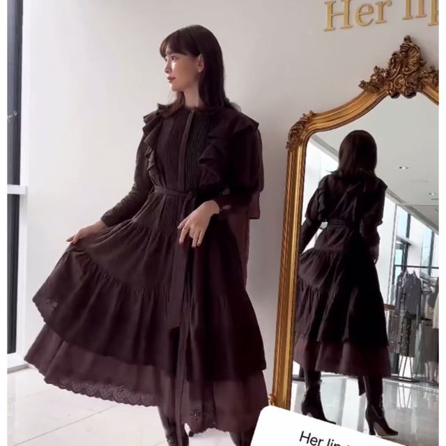 herlipto Two-Tone Ruffled Lace Dress 新品 レディースのワンピース(ロングワンピース/マキシワンピース)の商品写真