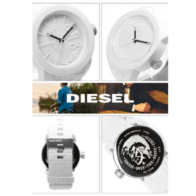新品DIESELお洒落なホワイトラバー腕時計ディーゼルDZ1437