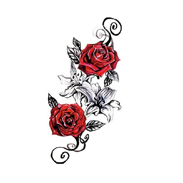 バラ タトゥーシール 薔薇 ローズ 百合 ユリ ボディーシール ステッカー レディースのファッション小物(その他)の商品写真